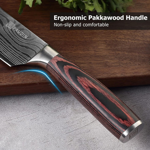 PAUDIN Chef Knife, 8 Inch High Carbon Stainless Steel Kitchen Knife, Gift Box