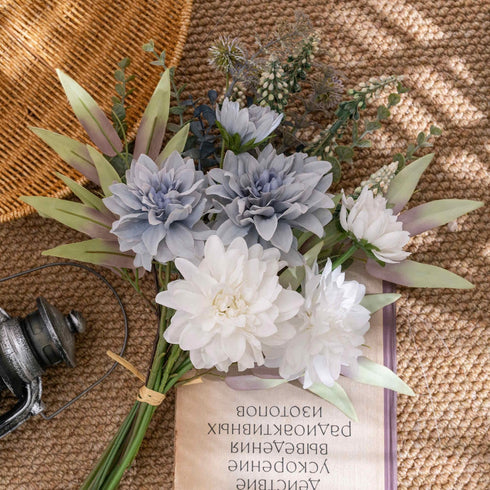 KIRIFLY Artificial Fake Flowers, Silk Flower Arrangements, Wedding Bouquets, Plastic Floral Centerpieces, Purple White