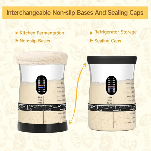 Coco Bird 50oz 17 Breads(1PCS) Pro Sourdough Starter Kit- Large Capacity Sourdough Starter Jar, Flavorful Fermentation