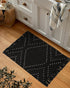 LIVEBOX Boho Bathroom Rug, 2' x 3' Washable Black Moroccan Throw Rug, Cotton Woven Area Rug with Tassel