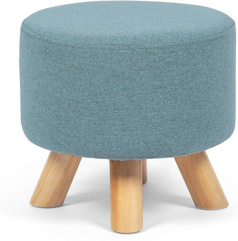 Asense Small Round Ottoman Foot Rest Stool Fabric Padded Seat Footstool Ottoman