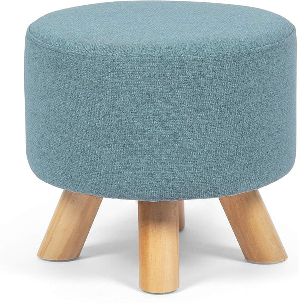 Asense Small Round Ottoman Foot Rest Stool Fabric Padded Seat Footstool Ottoman