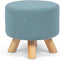 Asense Small Round Ottoman Foot Rest Stool Fabric Padded Seat Footstool Ottoman