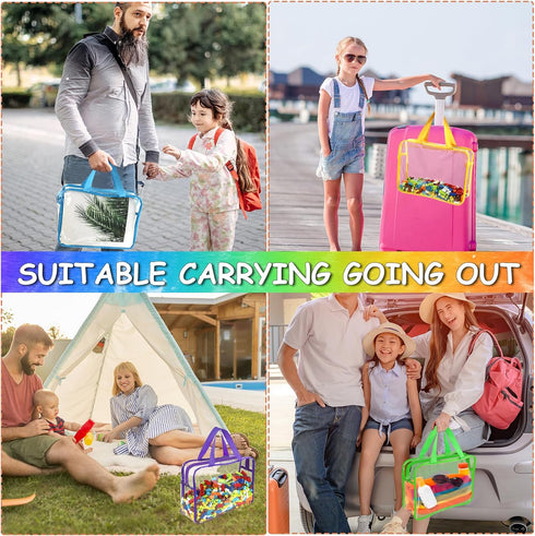 OPELETNNT 6 Packs Books6 Large Toy Storage Bags with Labels, Reusable Clear PVC Board Game Storage, Travel Waterproof