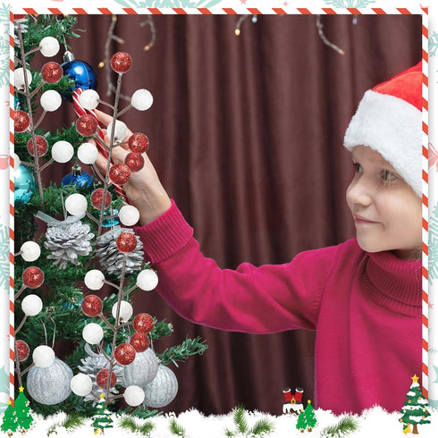 zsccxq 24 Pcs Christmas Tree Decoration Artificial Berry Stems Branches, Christmas Faux Holly Colorful Berries Branches