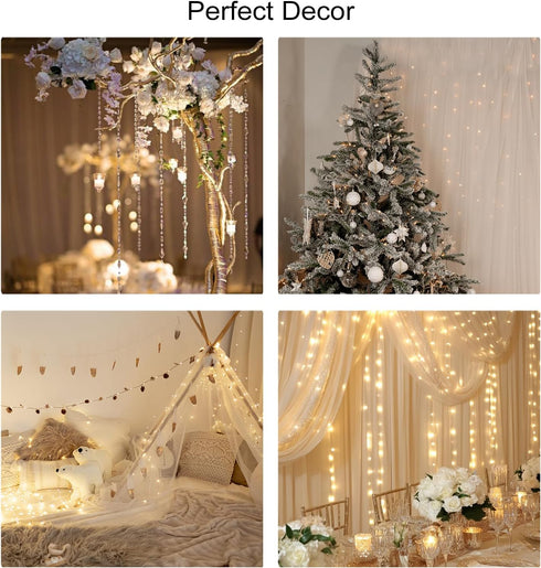 3-8mm Centerpiece(3.28ft/Set, 2 Set) Iridescent Bead String with Fairy Lights Battery Operated, Artificial Crystal