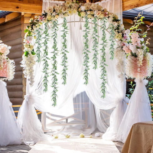 2 Packs 12Ft Dolicer Eucalyptus Garland with LED Lights String, Faux Eucalyptus Greenery Garland, Artificial Hanging