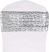 SquarePie Pack of 10 Sequin Chair Sashes, Silver Sparkling Decorative Bands for Wedding Banquet Party Decor