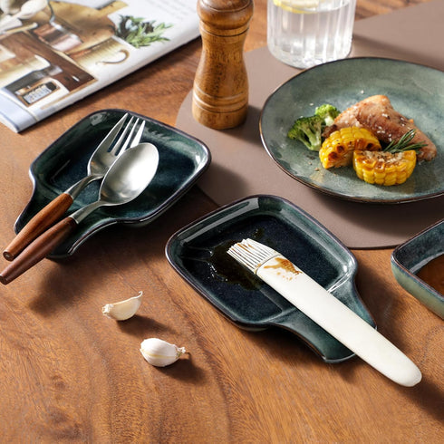 vancasso Stern Spoon Rest - Square Ceramic Holder for Stove Top, Heat Resistant Utensil Rest, Dishwasher Safe