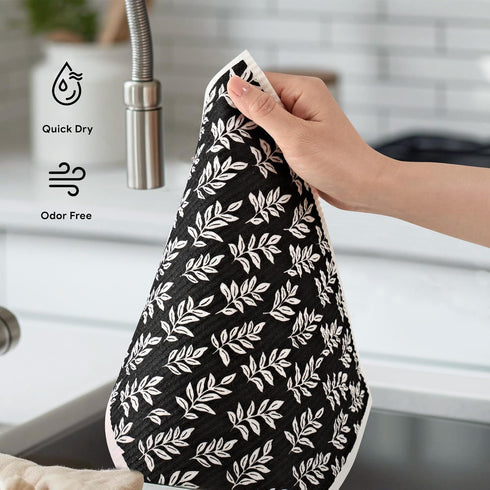 4 Pack Counter 12" 10" RECYCO Swedish Dishcloths for Kitchen | Oversized Washable Dish Rags | Large Cellulose Reusable