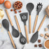 TeamFar Kitchen Utensils Set of 7, Silicone Cooking Tools with Wooden Handles for Baking, Mixing, Non-toxic