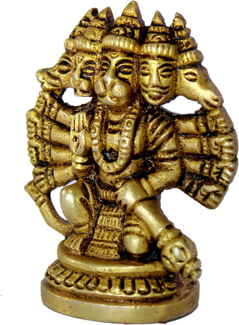 eSplanade Brass Panchmukhi Hanuman Anjaneya Idol, Pavan Putra Bajrangbali Statue, 2.5 Inch