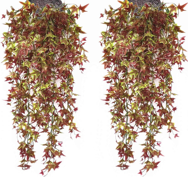 Artificial Hanging Vine - Faux Ivy Leaves Outdoor Fake Plants, 4 pcs Luxuriant Wall Hang Garland for Garden Party Decor