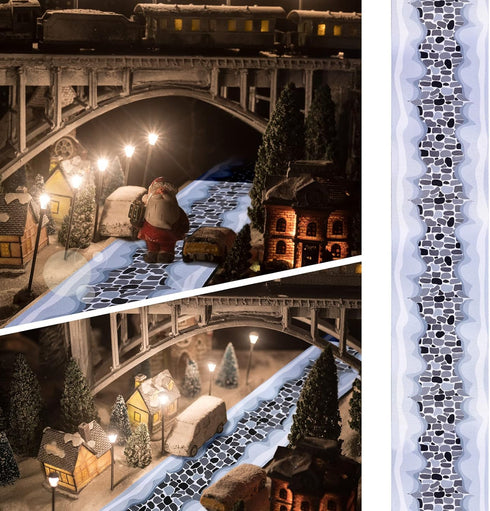 Haull Christmas Village Accessories - Snow Cobblestone Road Mat for Christmas Village Landscape, 4.7 x 47.2 Inch