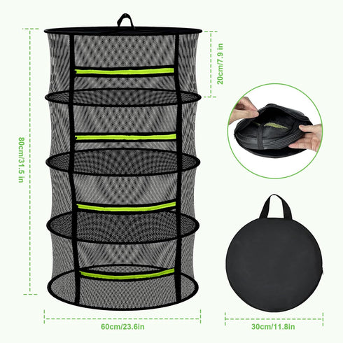 Hanging-4 (23.62") MEKOLIFE Herb Drying Rack Layer, Plant Drying Rack, Bud Drying Net,Foldable Hanging Dry Rack Net