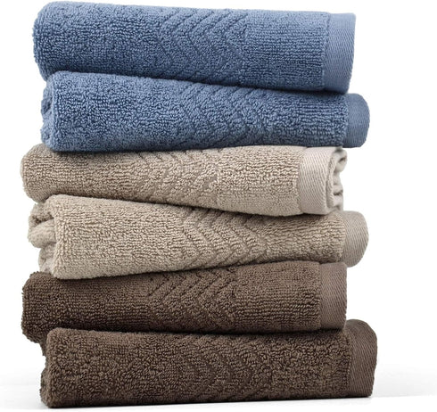 Cleanbear Cotton Washcloths Bath Wash Cloth Set 13 x 13 Inches, 6-Pack