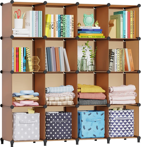 HOMIDEC 16-Cube Storage Organizer, Closet Shelf for Garment Racks, Kids Bookshelf (48.4 L x 12.2 W x 48.4 H)