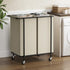 Wheels,200L 2 Chrislley Double Laundry Hamper with Rolling Laundry Basket Section with Lid,Steel Frame Laundry Cart