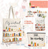 Sieral 2 Pcs Book Lovers Gifts Bookshelf Tote Bag Makeup Reading Canvas Bag Reusable Book Tote Bag Cosmetic Pencil