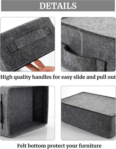 Small Shallow Storage Baskets, Felt Storage Basket Bin for Towels, Dog/Cat Toys, Office Supplies, Light Gray