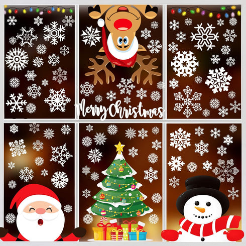 Joy Bang 300 Pcs Christmas Window Clings, Winter Snowflake Stickers, Holiday Decor for Home & Office