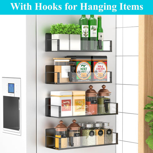 HuggieGems 4-Pack Clear Magnetic Spice Rack Organizer - Perfect for Refrigerators and Ovens