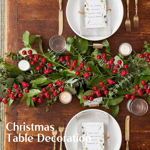 8 Branches/32 HOHOTIME Christmas Holly Berry Stem Ornaments, Large Small Branches Artificial Berry Stem, Removable