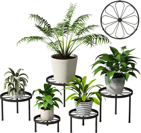 viewcare Black Plant Stands for Indoor, 5-Pack Metal Plant Stand, Heavy Duty
