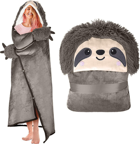 Sloth Wearable Hooded Blanket for Adults - Super Soft Warm Cozy Plush