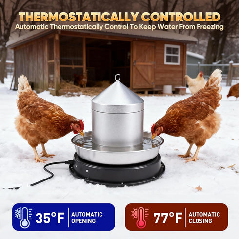 Eggluuz 110 11 Chicken Water Heater for Winter, Watt Chicken Drinker Heated Base in Chicken Waterer Heater