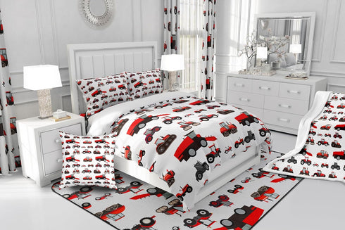 Set Set Set Erosebridal Red Tractor Comforter Twin Size Heavy Equipment Truck Down Comforter Kids Boys Girls Teens