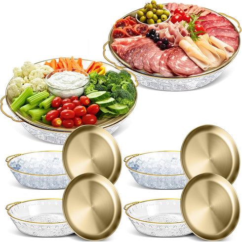 Baderke 6 Set 11.8" Chilled Serving Tray for Parties with Compartments Ice