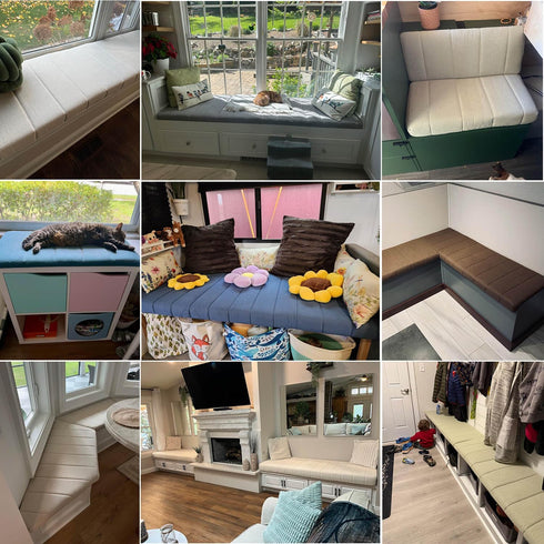 Custom Window Seat Cushions Indoor, Circle Fleece Bay Window Cushion, Waterproof Anti-cat Scratch Custom Bench Cushions