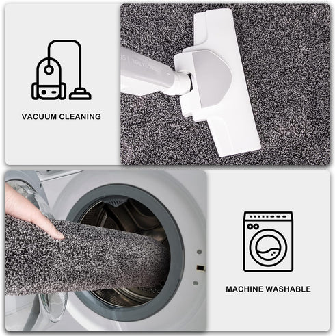 PURRUGS Non-Slip Dirt Trapper Door Mat 20" x 31.5", Machine Washable Entry Rug, Light Grey-Dark Grey