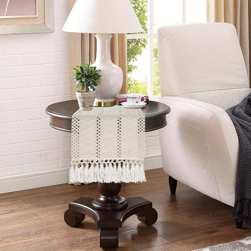 36 Inches, yuboo Boho Table Runner Beige Coffee Table Runner Short, Small Macrame Dresser Runner Scarf for Bedroom