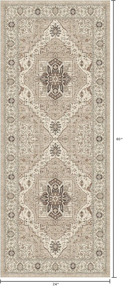 2x5 2x5 Washable Entryway Runner Rug: Ultra Soft Stain Resistant Hallway Doormat Carpet Medallion Non Slip High Traffic