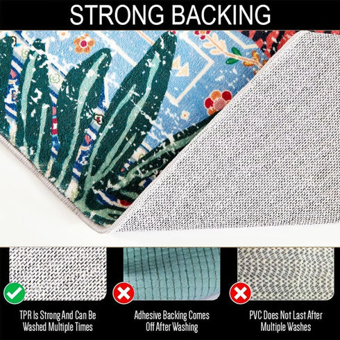 Tropical Jungle Rugs - 2x3 Faux Wool Botanical Boho Throw Rug for Bathroom Kitchen Indoor Entryway