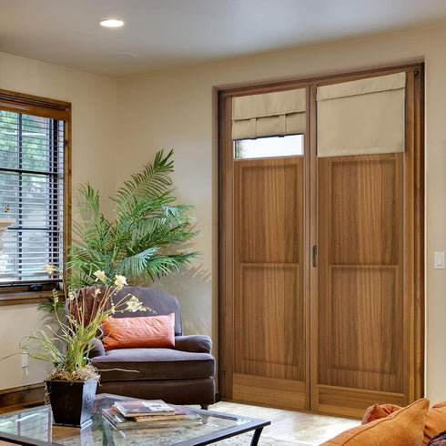 Soft Blackout Silk Look Satin Small Door Curtains, Elegant French Door Panels for Privacy, Beige, 24"x18", 1 Panel