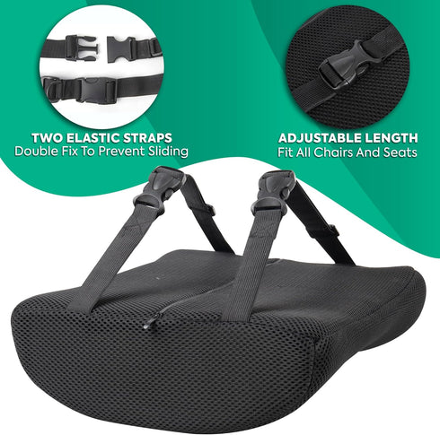 Dromere Lumbar Support Pillow for Office Chair, Ergonomic Memory Foam Back Cushion with Adjustable Straps