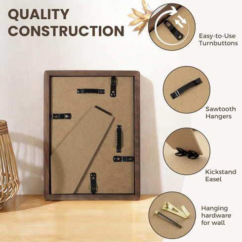 5x7 4x6 5x7 5 7 1 Pack Picture Frame, USA-Sourced Walnut Wood Photo Frames with HD Tempered Glass, Display Photo