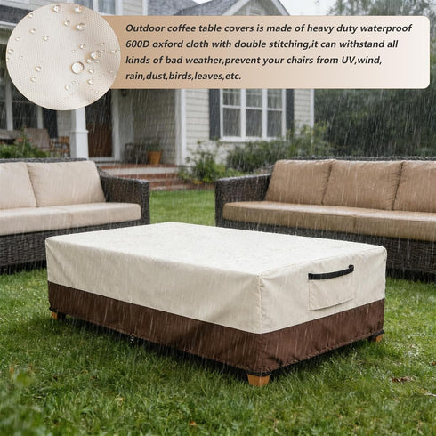 Exokugo 48L 28W 16H inches, Waterproof Patio Coffee Table Cover, Rectangular Outdoor Small Side Table Cover - Fits up