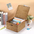 Hipiwe Handwoven Seagrass Basket Bin Square Household Storage Container with Lid Wicker Shelf Basket Bin for Bookshelf