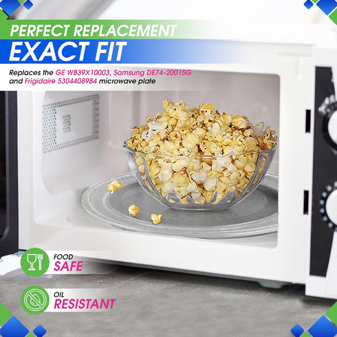 Microwave Plate Replacement 12.5” for GE WB39X10003, Samsung DE74-20015G Microwave Glass Plate - Rotating Glass
