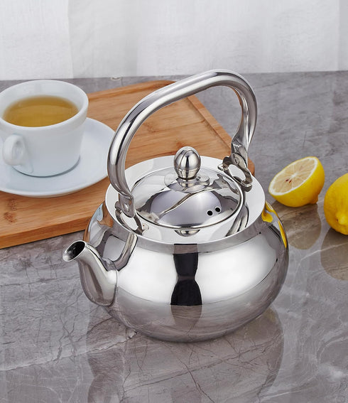 SANQIAHOME Stainless Steel Teapot with Removable Infuser, 71 oz (2000ml) Thickened Stovetop Tea Maker