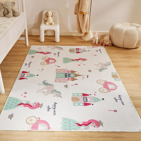 SLEEP ZONE Kids Rugs for Playroom, Area Rugs for Girls Bedroom Princess