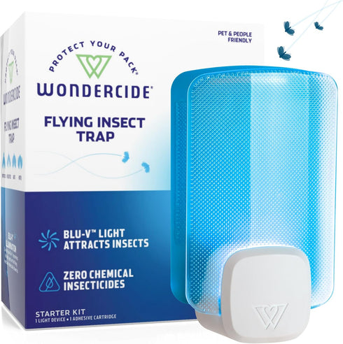 Wondercide Flying Insect Trap, Indoor Bug Catcher for Fruit Flies, Starter Kit for Home and Kitchen