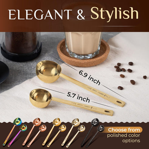 Orblue Premium Coffee Scoop Set - Stainless Steel Measuring Tablespoon - 1 Tbsp (15ml) & 2 Tbsp (30ml) - Pack of 2 -