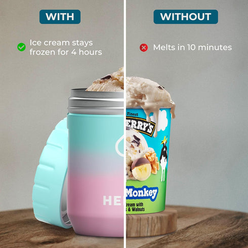 Frozen Ice Cream Pint Cooler, Fits All Standard Ice Cream Pints, Vacuum Insulated Stainless Steel, Leakproof Lid