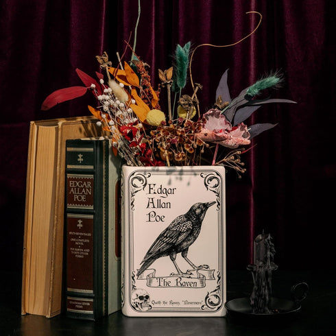 Steel Mill & Co Original Large Book-Shaped Decorative Vase, Ceramic Vases for Home Decor, Gothic Bookshelf Decor
