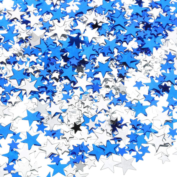 Hestya 60g Metallic Foil Star Confetti Glitter Table Decorations for Party Wedding Festival (Blue Silver, 10mm & 6mm)